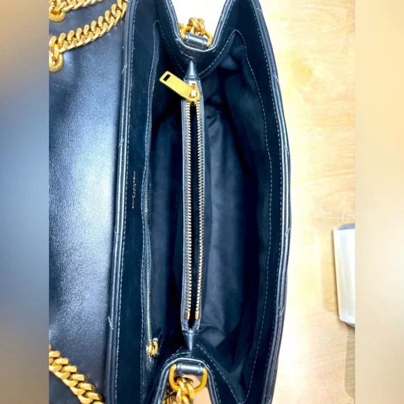 YSL Saint Lauren Loulou Medium Quilted Chevron Bag Black/Gold - Picture 11 of 17